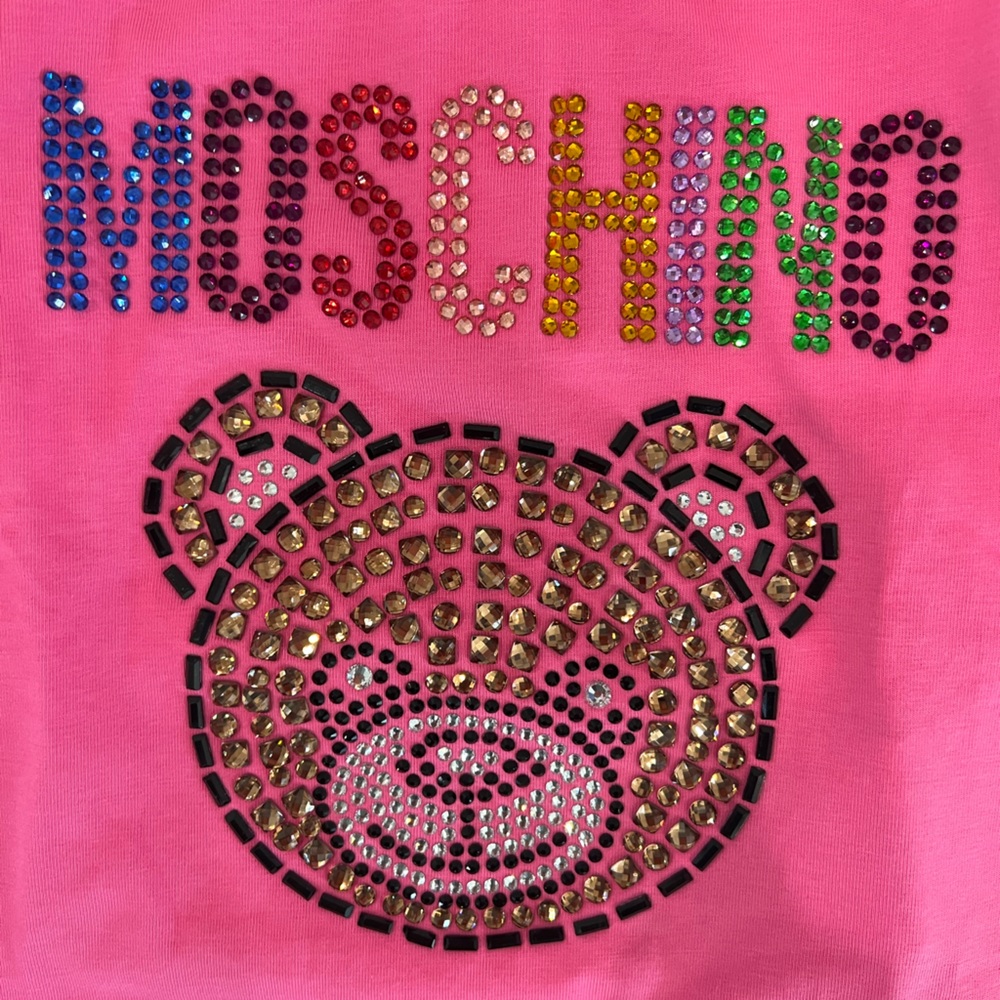Moschino NWT hot pink rhinestone bear t-shirt NWT
